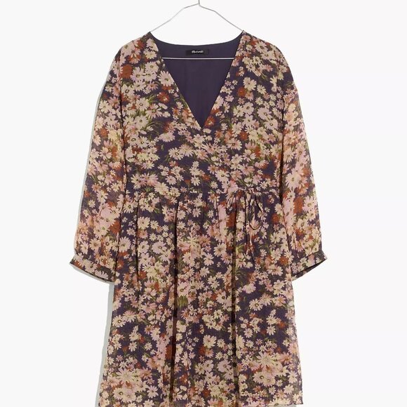 Madewell Drawstring Faux-Wrap Mini Dress in Daisy Reverie - Picture 5 of 6